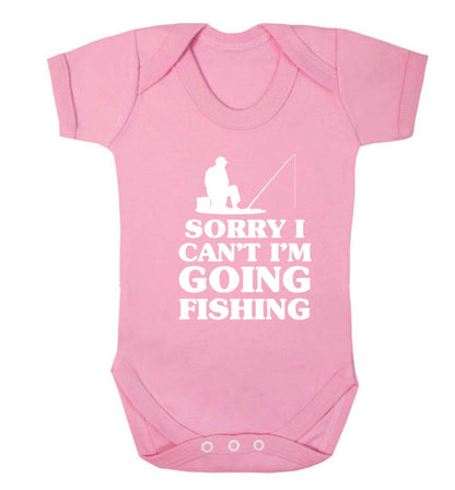 Sorry I can't I'm going fishing Baby Vest pale pink 18-24 months