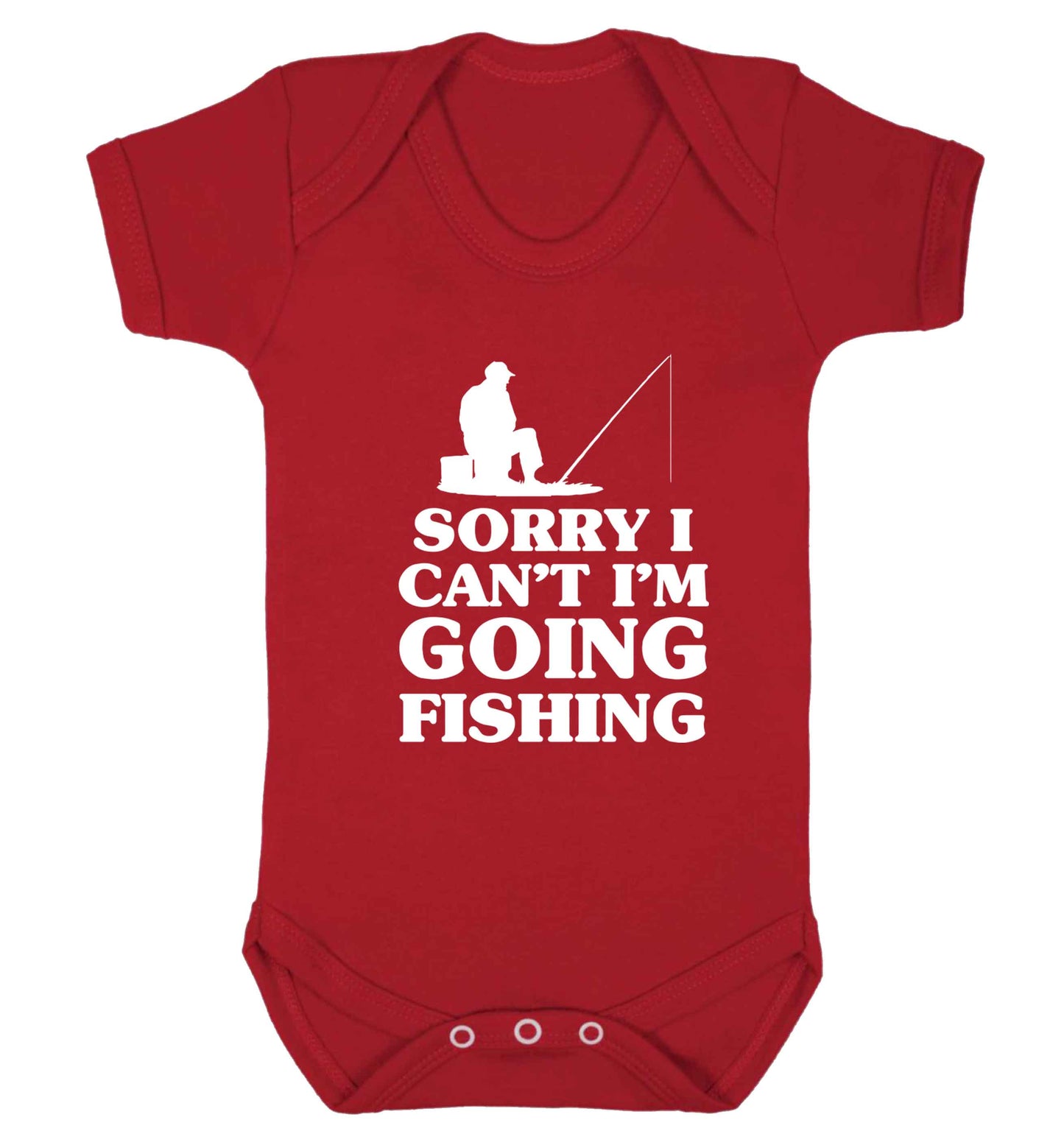 Sorry I can't I'm going fishing Baby Vest red 18-24 months