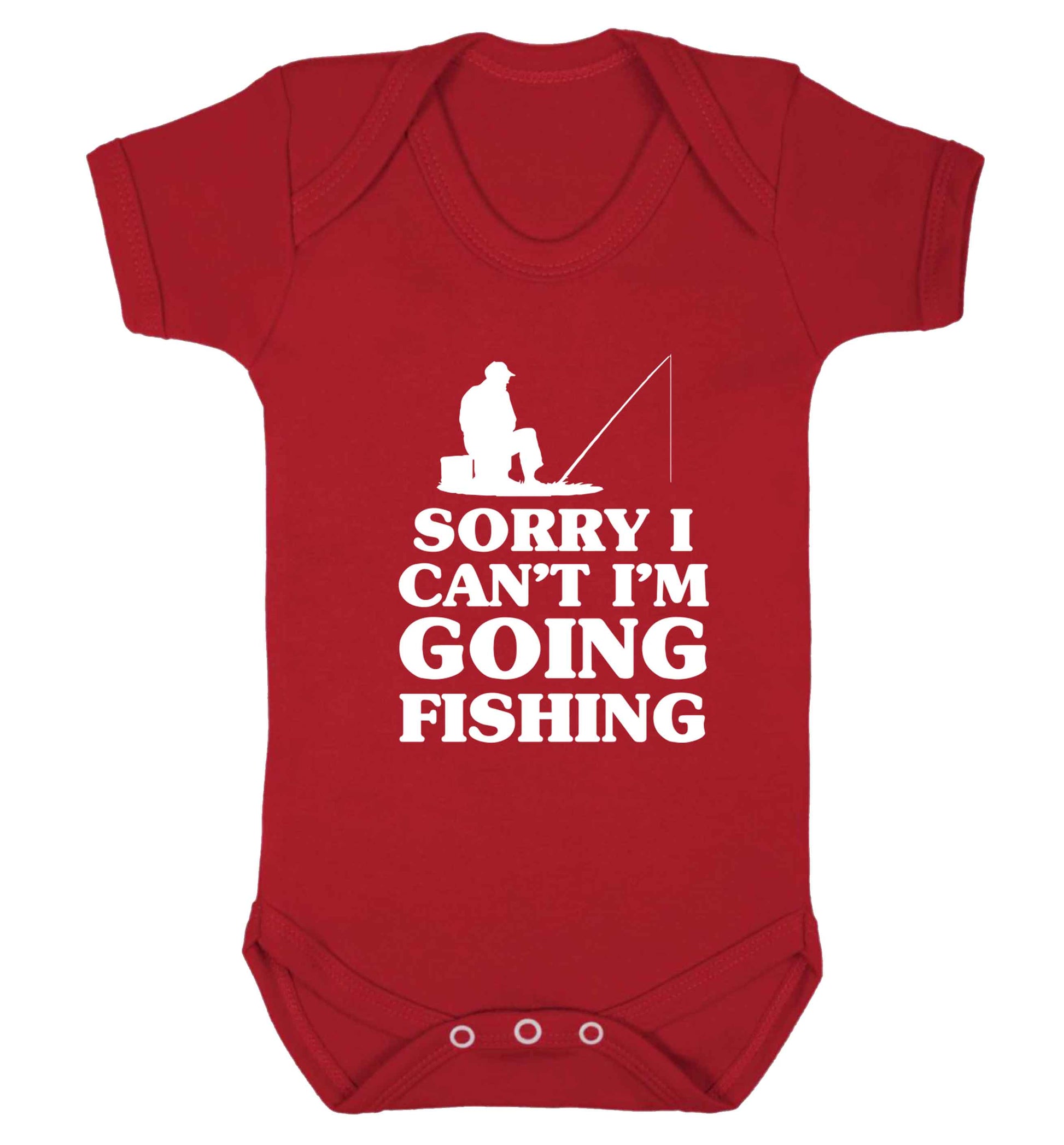 Sorry I can't I'm going fishing Baby Vest red 18-24 months