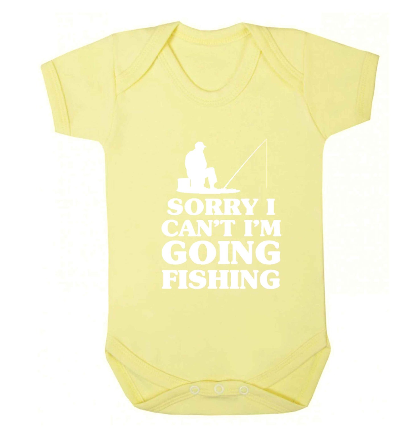 Sorry I can't I'm going fishing Baby Vest pale yellow 18-24 months