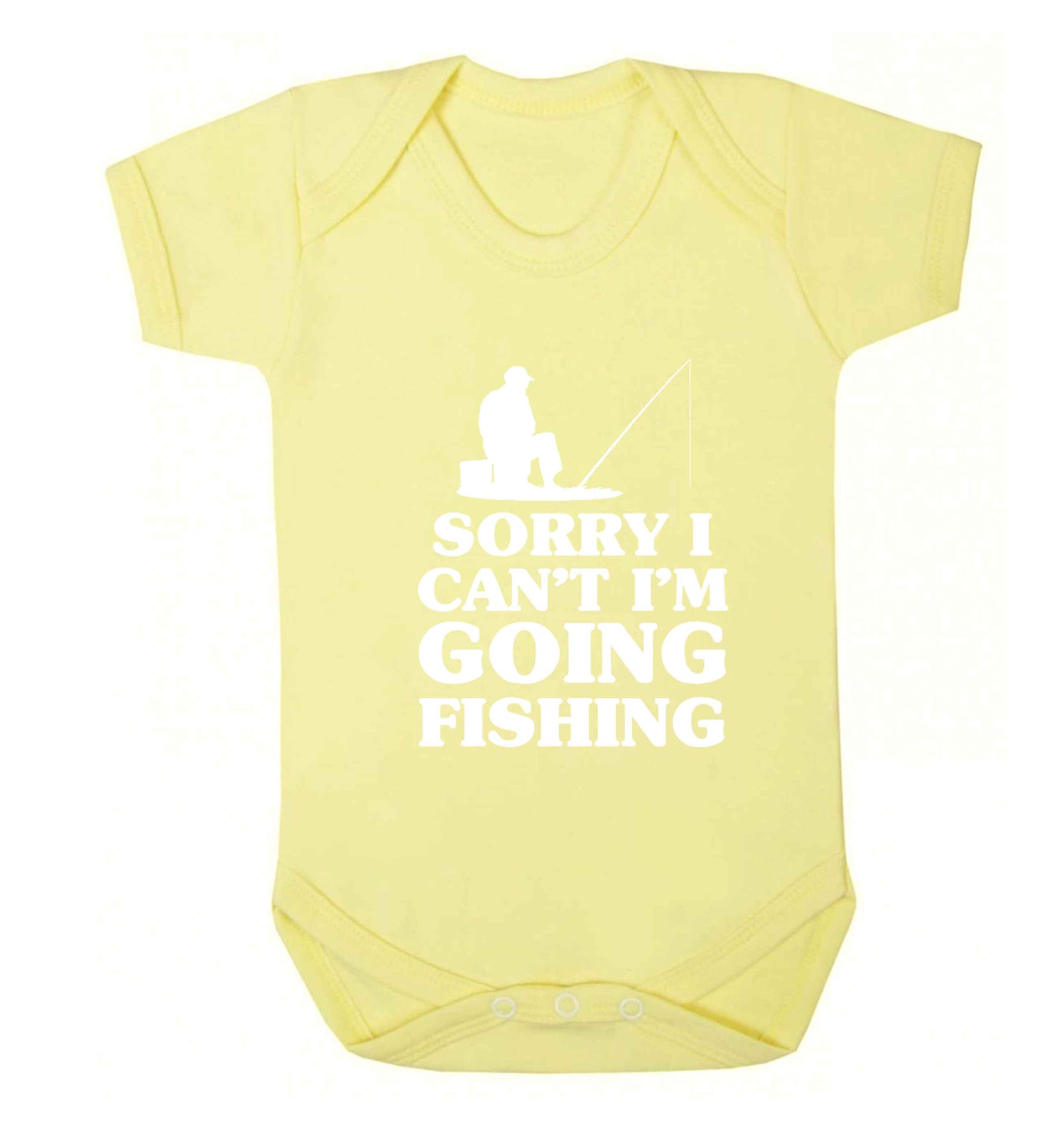 Sorry I can't I'm going fishing Baby Vest pale yellow 18-24 months