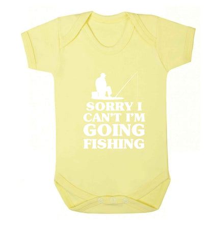 Sorry I can't I'm going fishing Baby Vest pale yellow 18-24 months