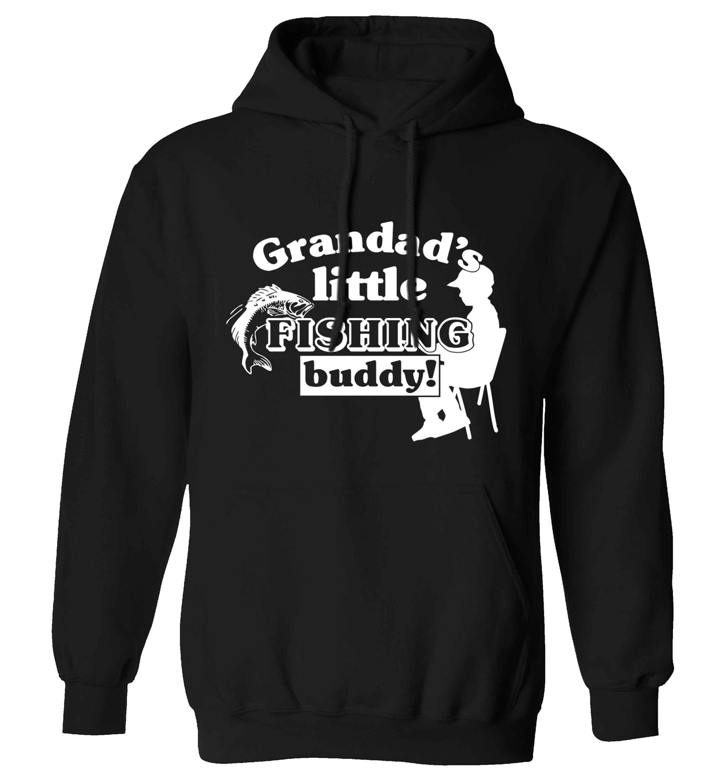 Grandad's little fishing buddy! adults unisex black hoodie 2XL