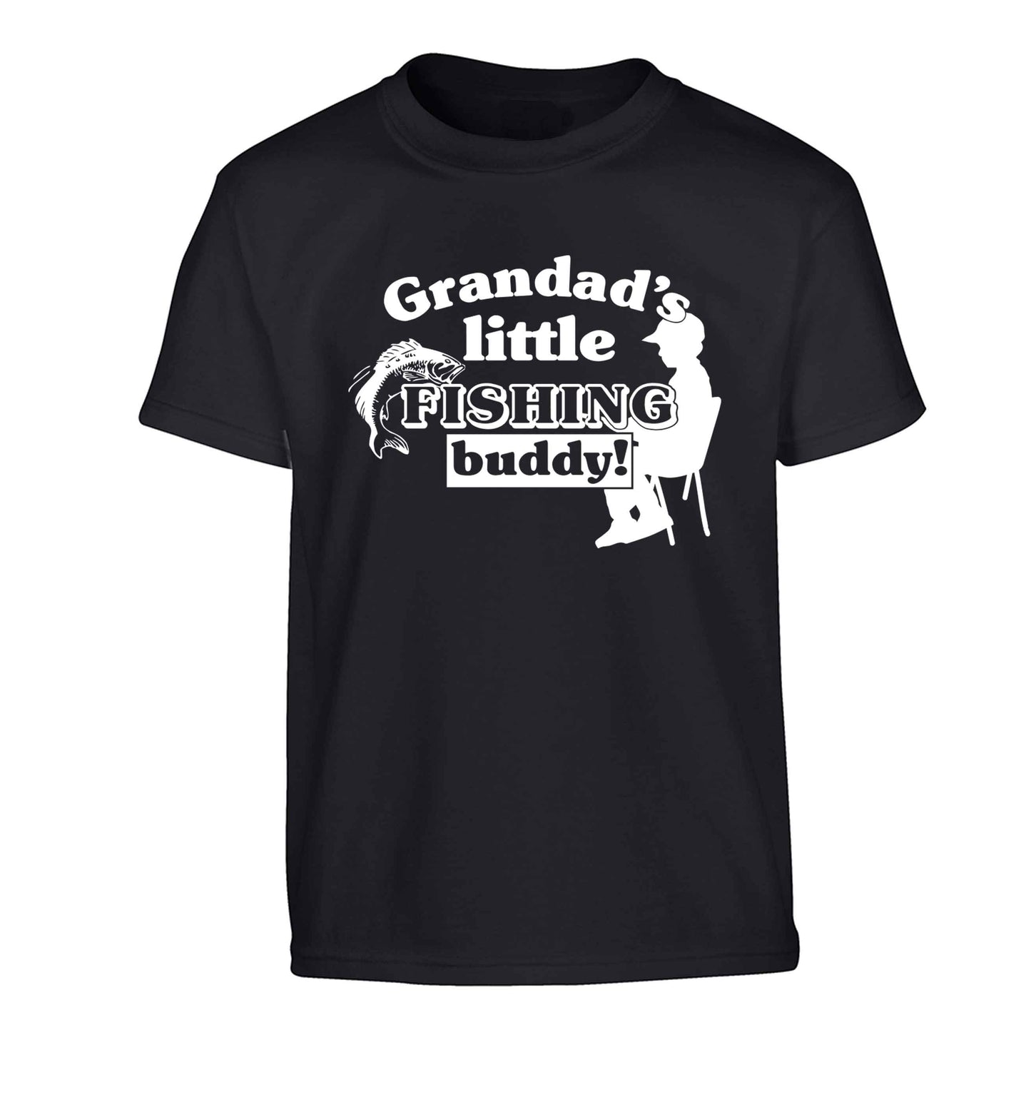 Grandad's little fishing buddy! Children's black Tshirt 12-13 Years
