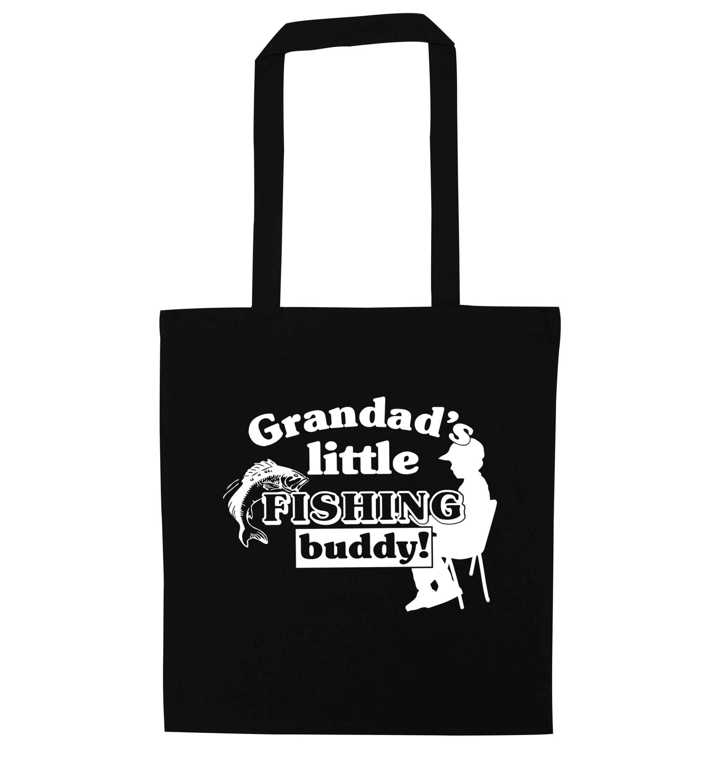 Grandad's little fishing buddy! black tote bag