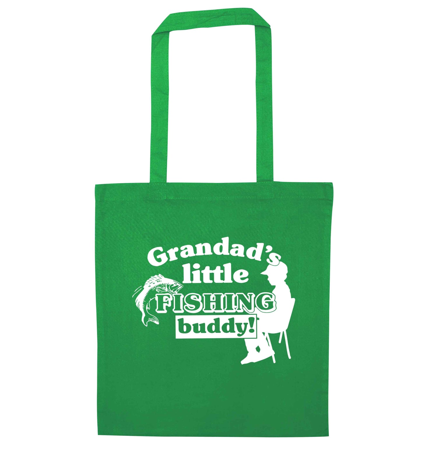 Grandad's little fishing buddy! green tote bag