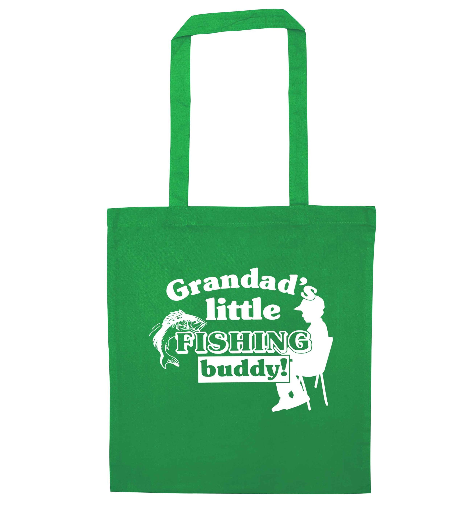 Grandad's little fishing buddy! green tote bag