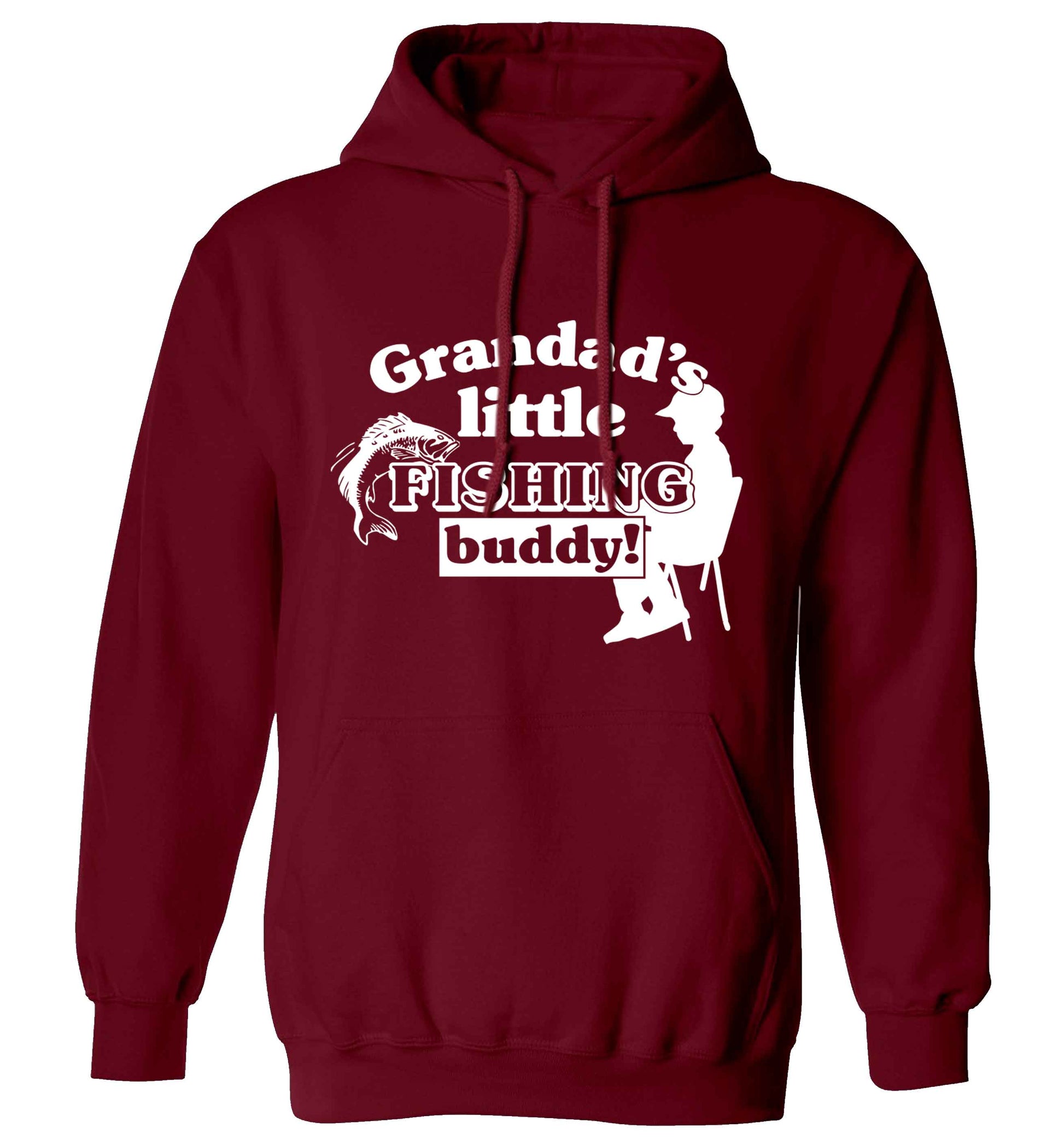 Grandad's little fishing buddy! adults unisex maroon hoodie 2XL