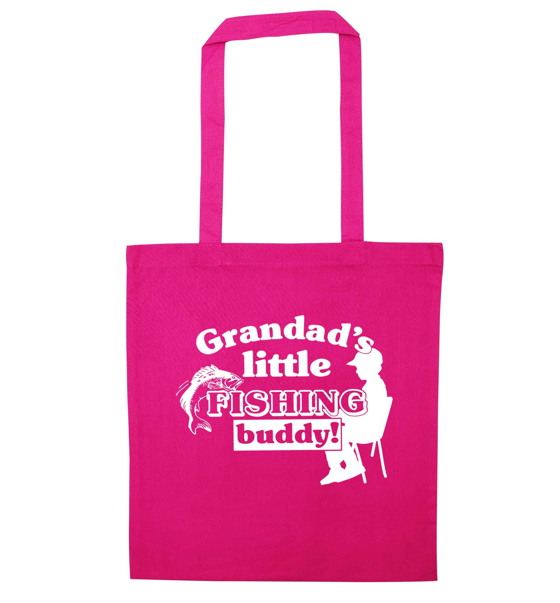 Grandad's little fishing buddy! pink tote bag