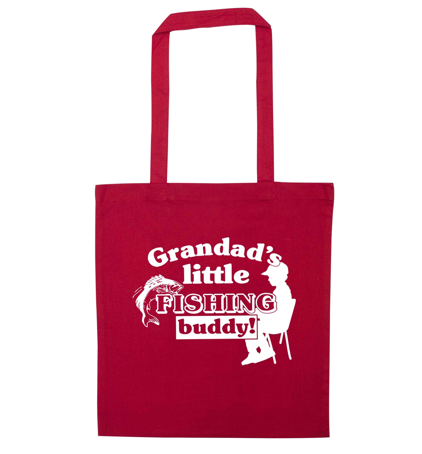 Grandad's little fishing buddy! red tote bag