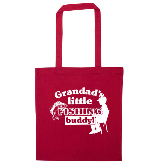 Grandad's little fishing buddy! red tote bag