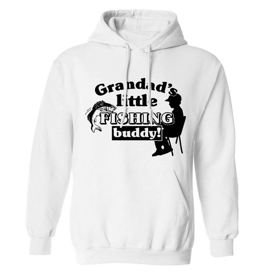 Grandad's little fishing buddy! adults unisex white hoodie 2XL