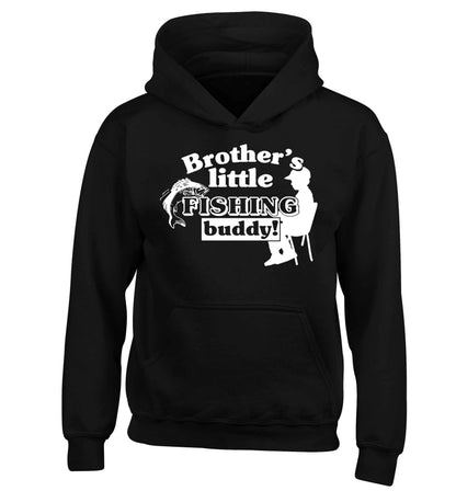 Brother's little fishing buddy children's black hoodie 12-13 Years