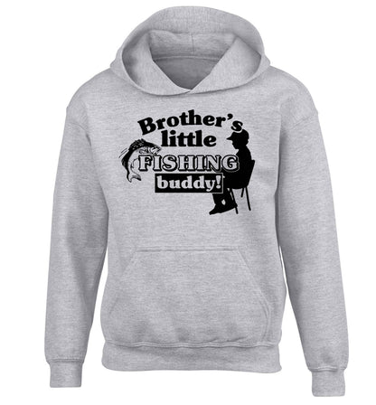 Brother's little fishing buddy children's grey hoodie 12-13 Years
