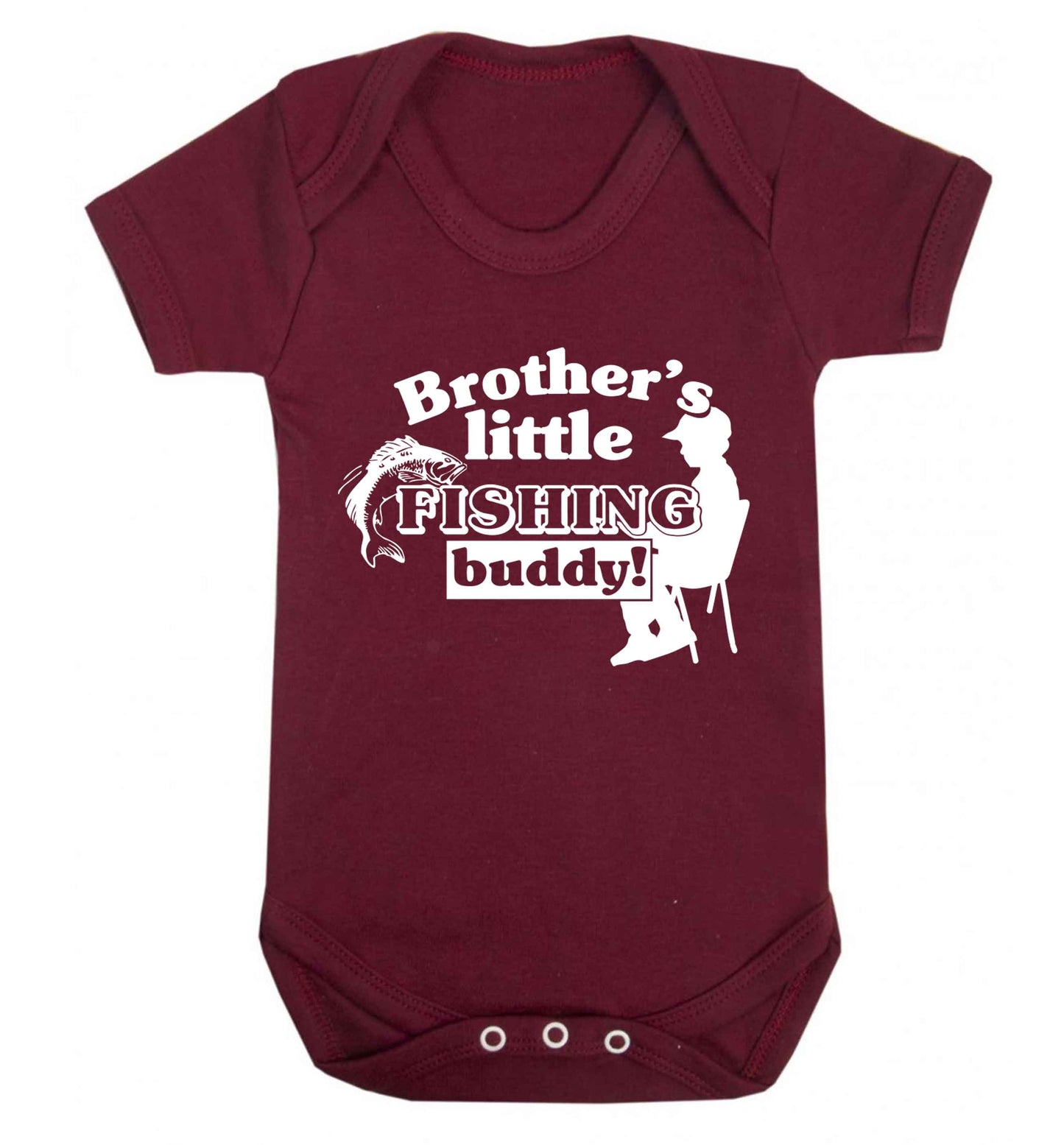 Brother's little fishing buddy Baby Vest maroon 18-24 months