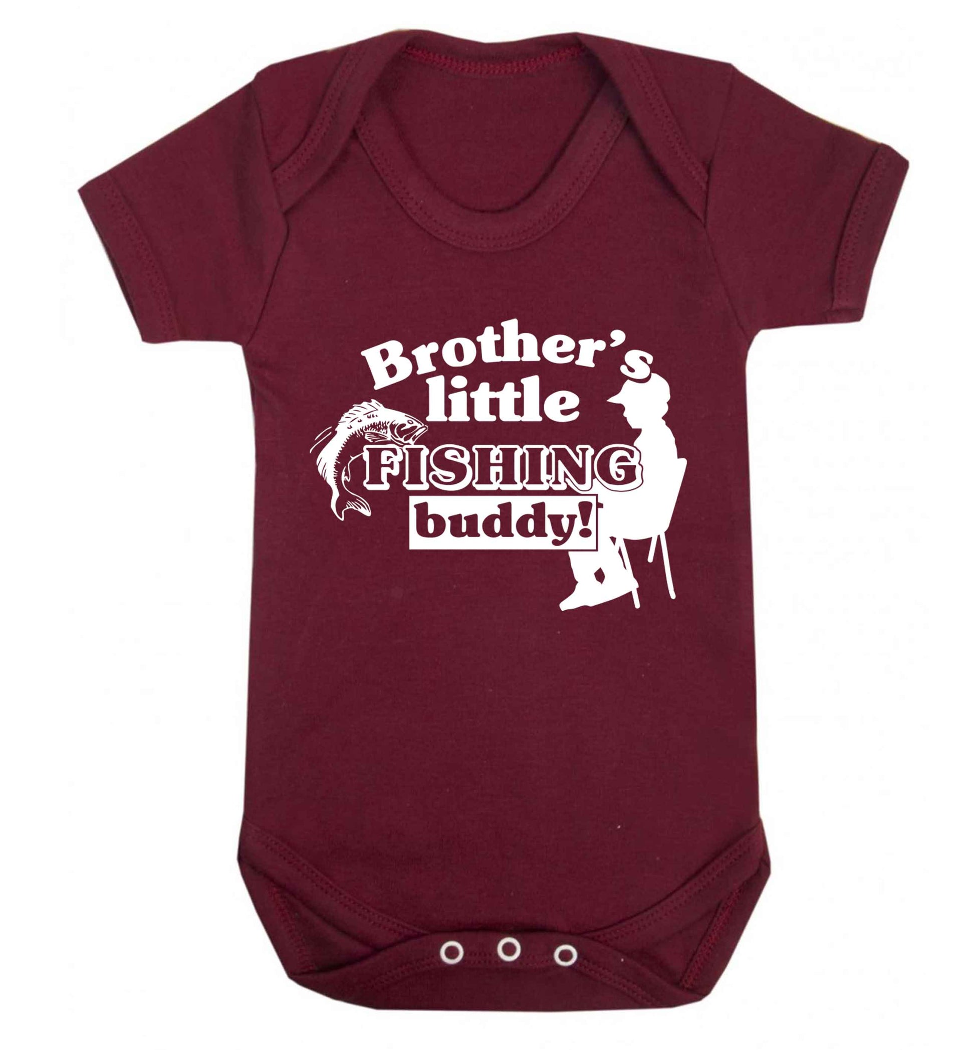 Brother's little fishing buddy Baby Vest maroon 18-24 months