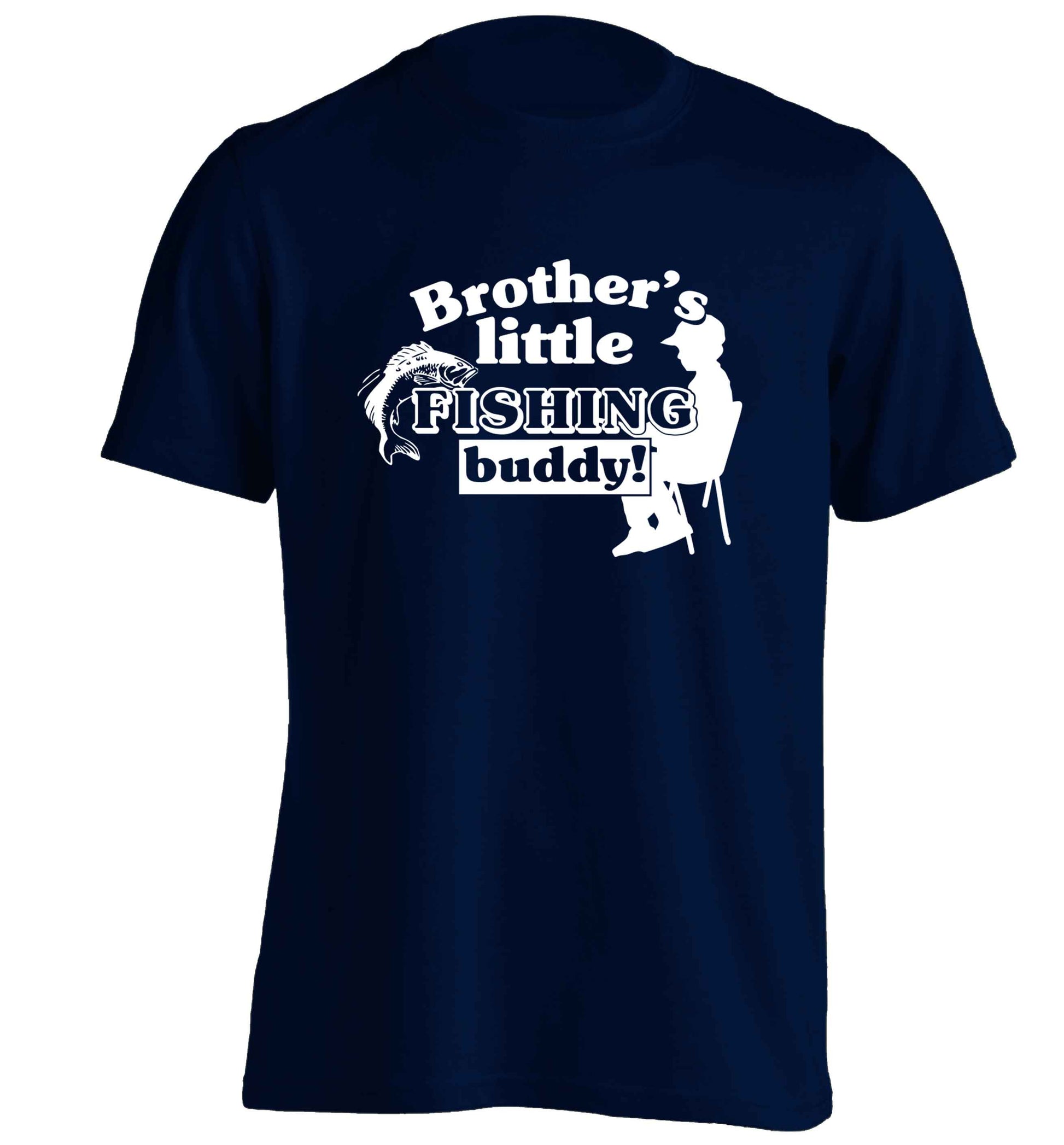 Brother's little fishing buddy adults unisex navy Tshirt 2XL