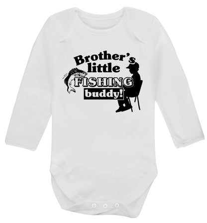 Brother's little fishing buddy Baby Vest long sleeved white 6-12 months