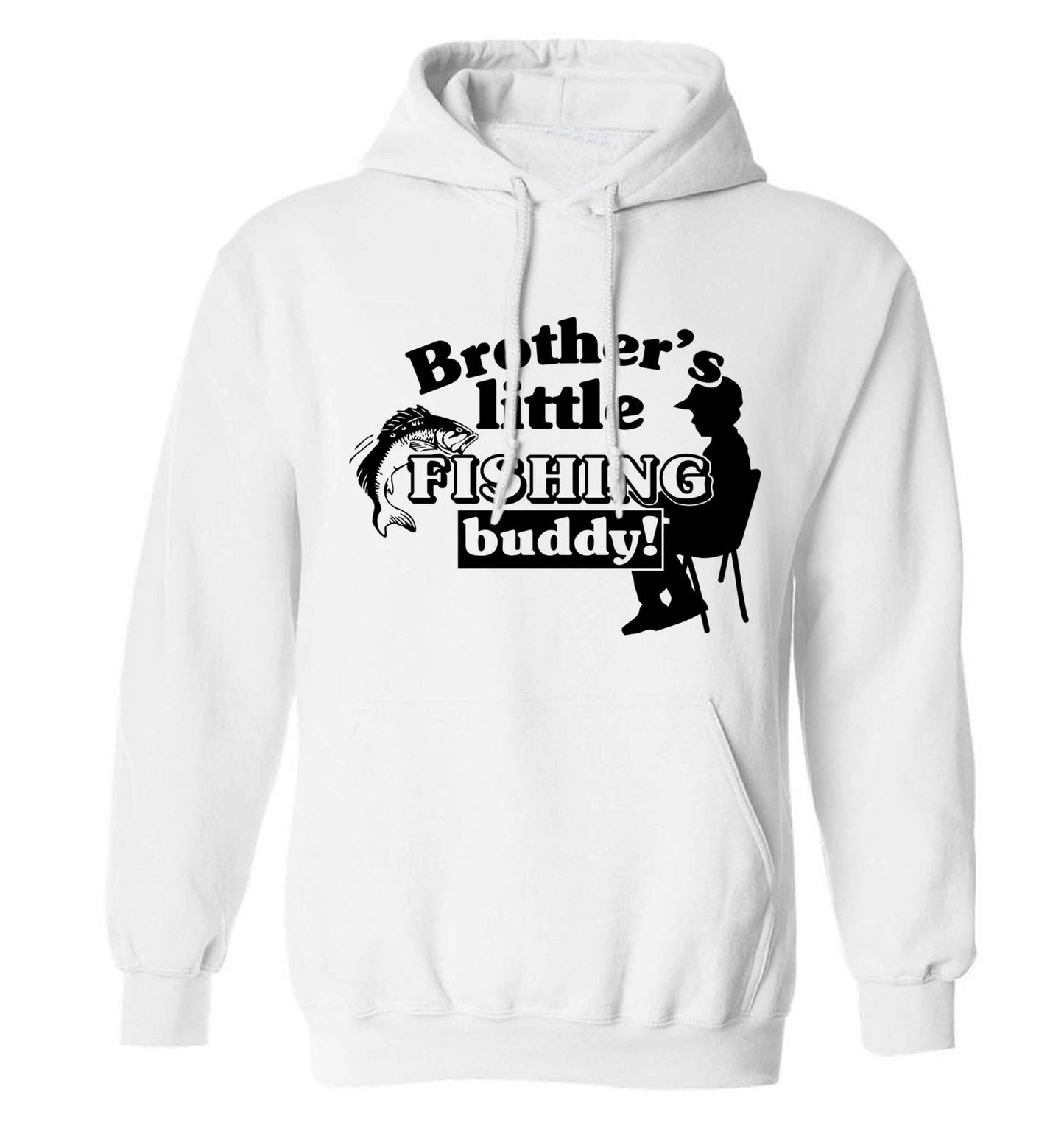 Brother's little fishing buddy adults unisex white hoodie 2XL