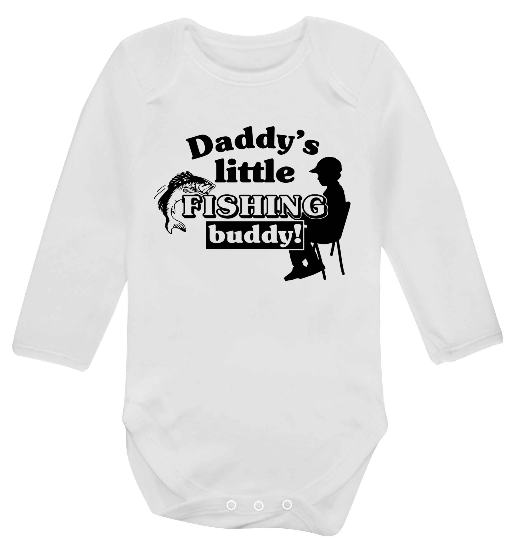 Daddy's little fishing buddy Baby Vest long sleeved white 6-12 months