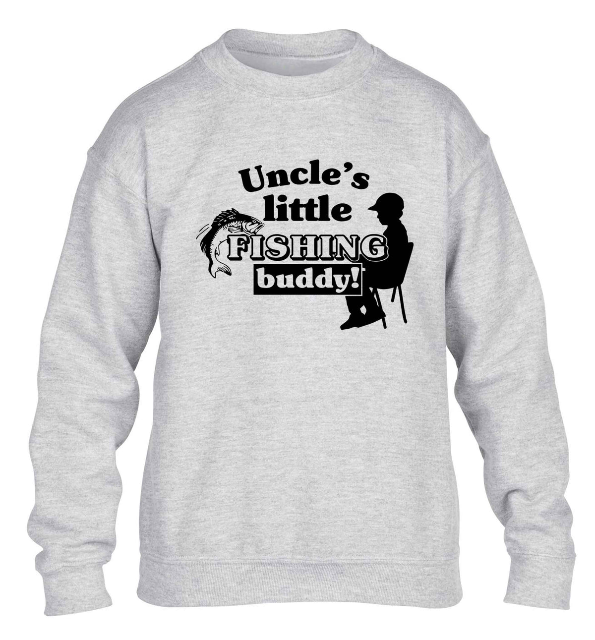 Uncle's little fishing buddy children's grey sweater 12-13 Years