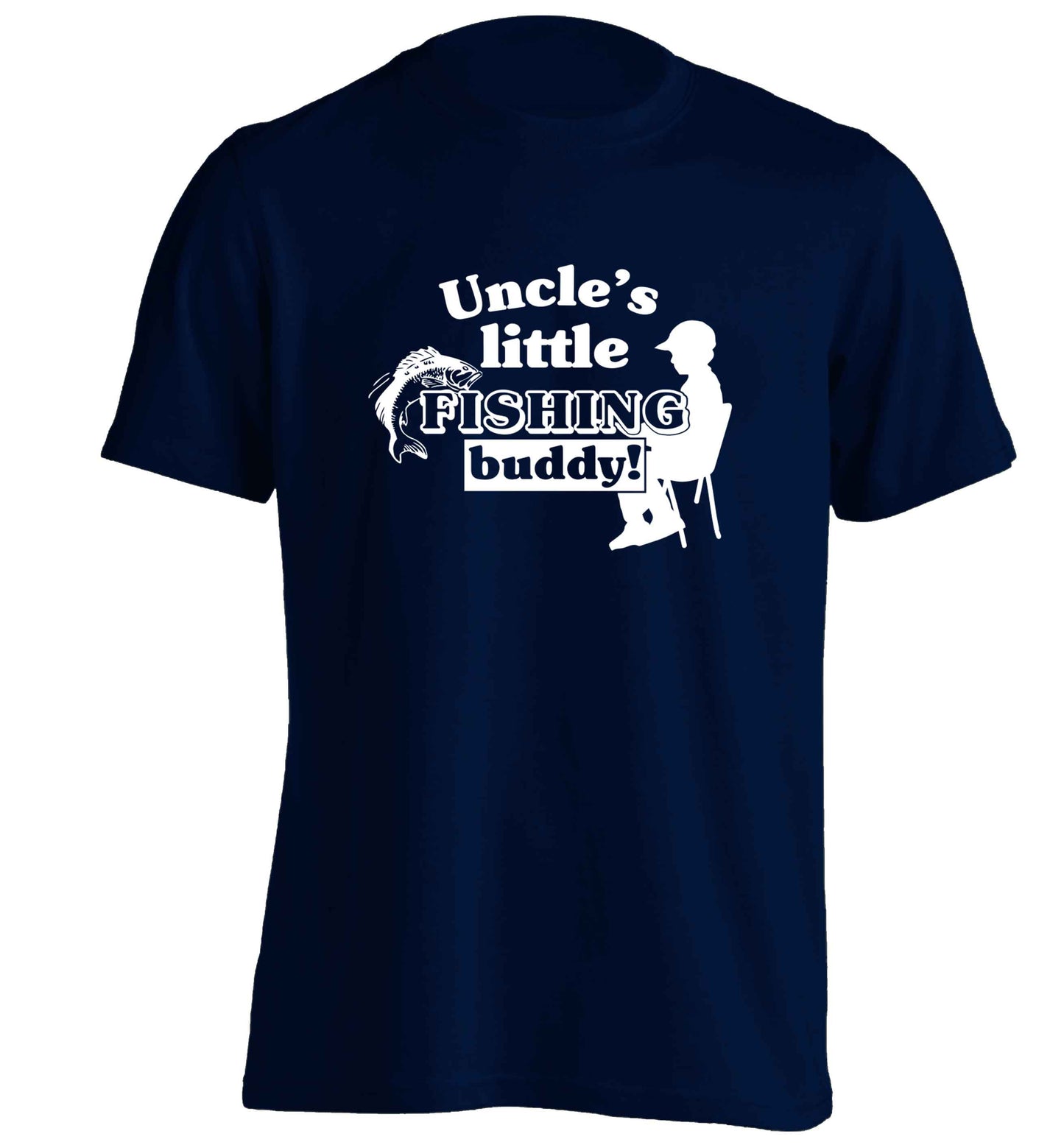 Uncle's little fishing buddy adults unisex navy Tshirt 2XL