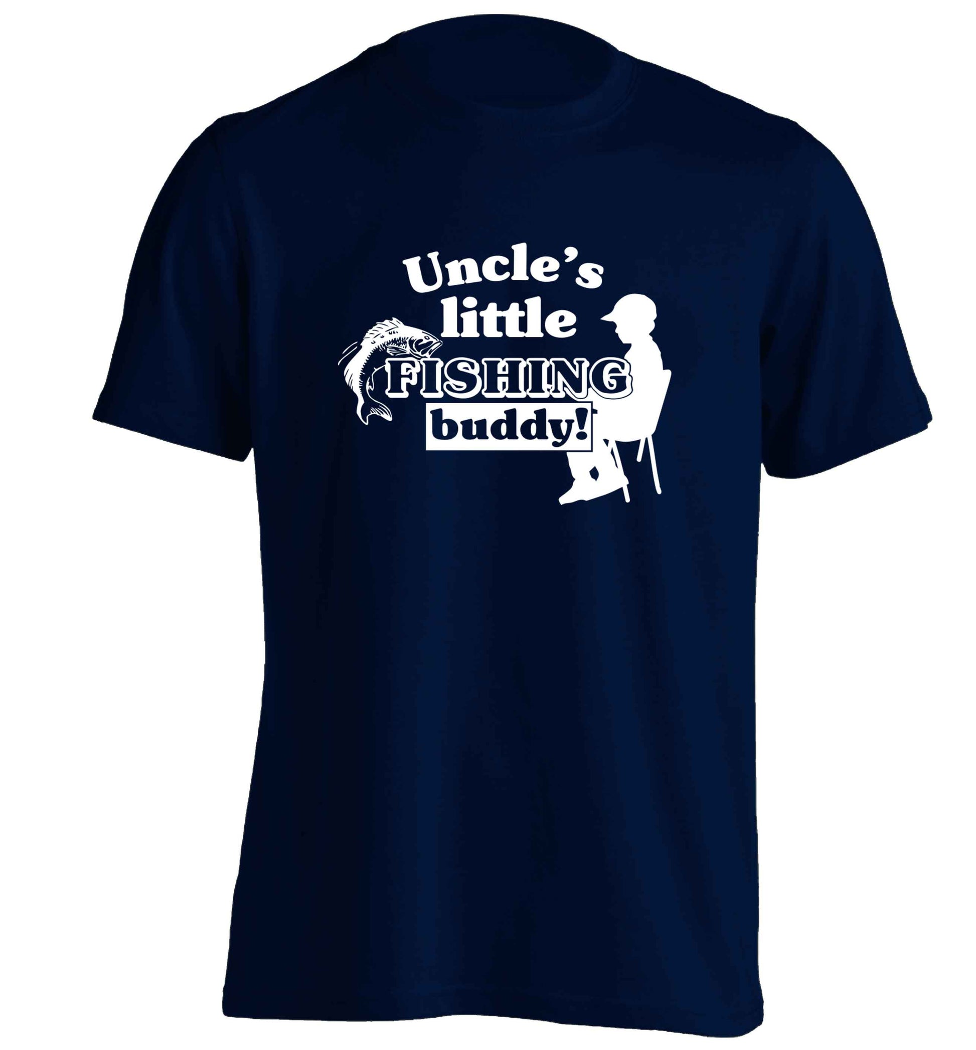 Uncle's little fishing buddy adults unisex navy Tshirt 2XL