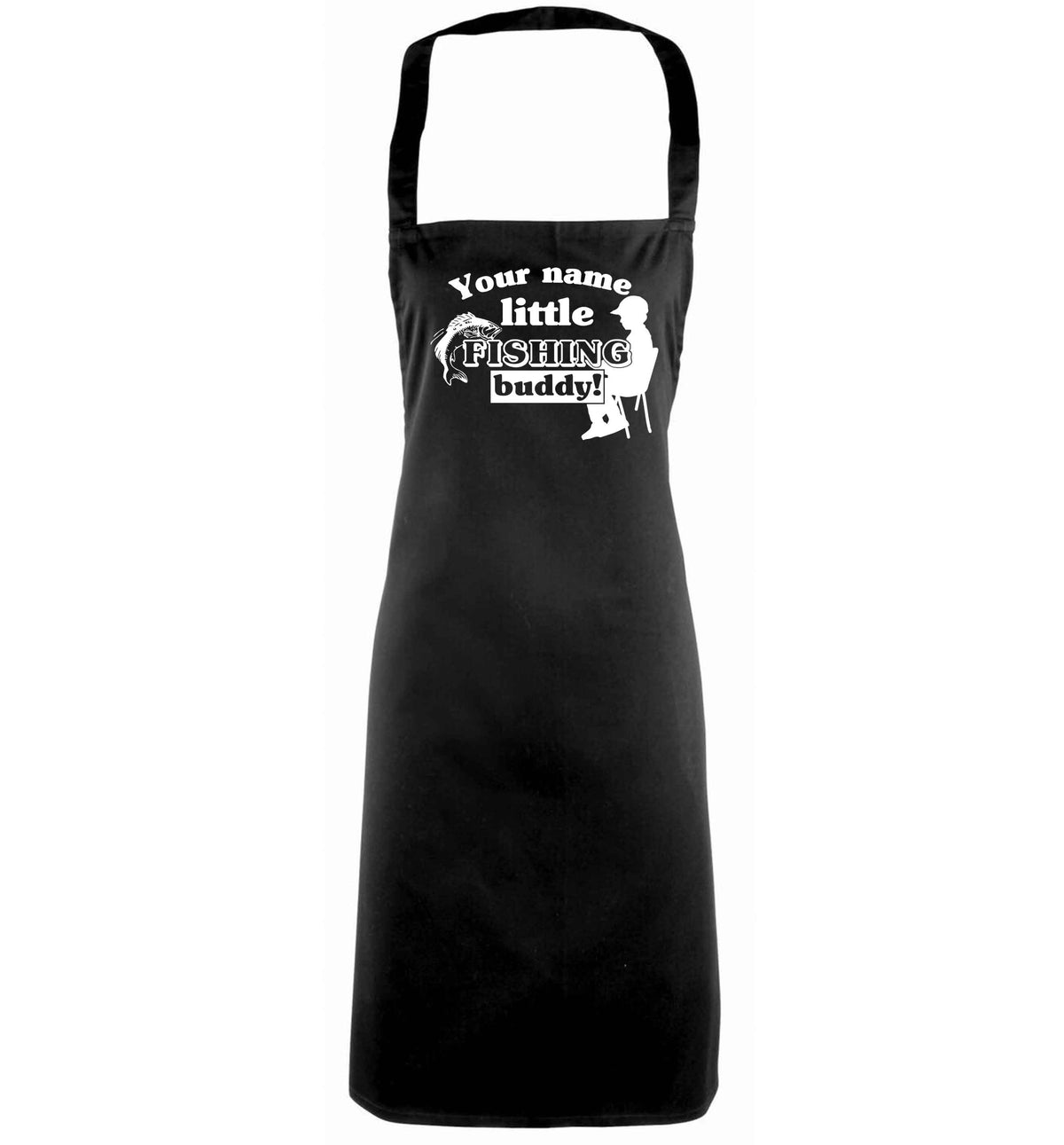 Personalised little fishing buddy black apron