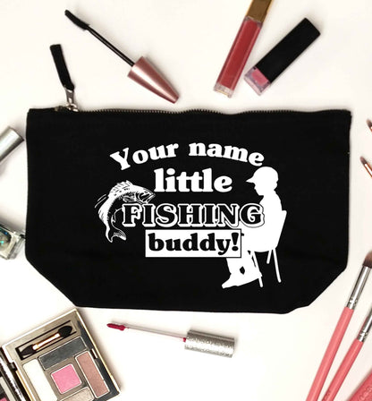 Personalised little fishing buddy black makeup bag