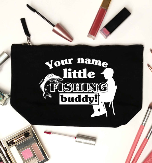 Personalised little fishing buddy black makeup bag