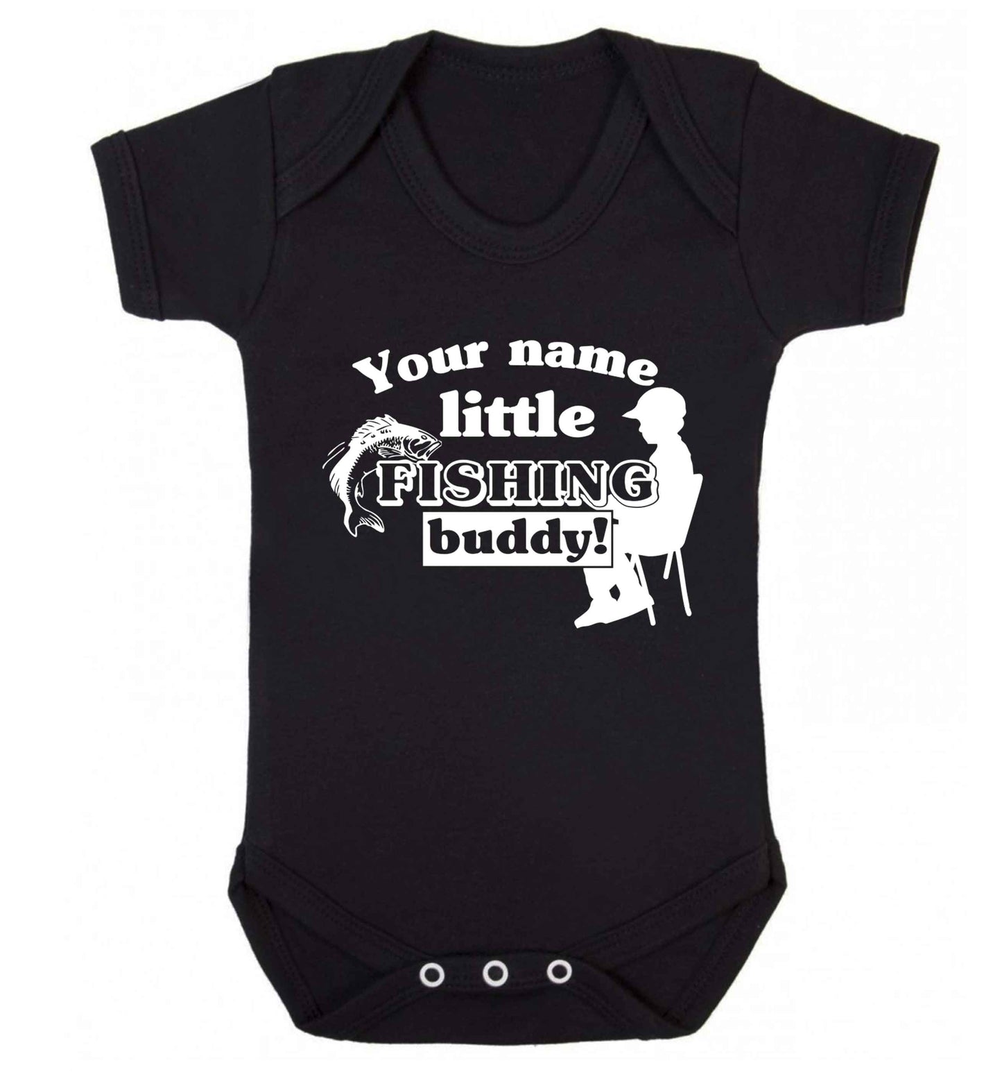 Personalised little fishing buddy Baby Vest black 18-24 months