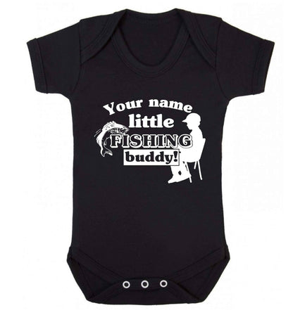 Personalised little fishing buddy Baby Vest black 18-24 months