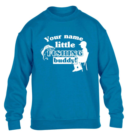 Personalised little fishing buddy children's blue sweater 12-13 Years