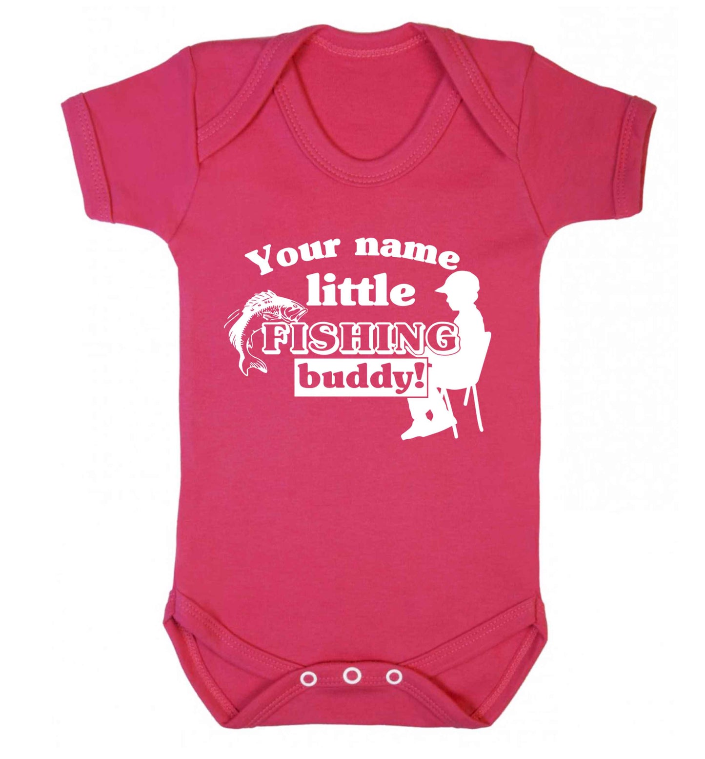 Personalised little fishing buddy Baby Vest dark pink 18-24 months