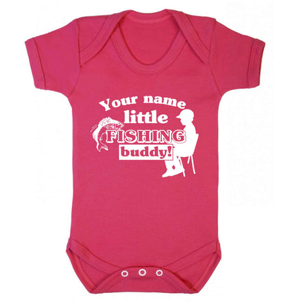 Personalised little fishing buddy Baby Vest dark pink 18-24 months