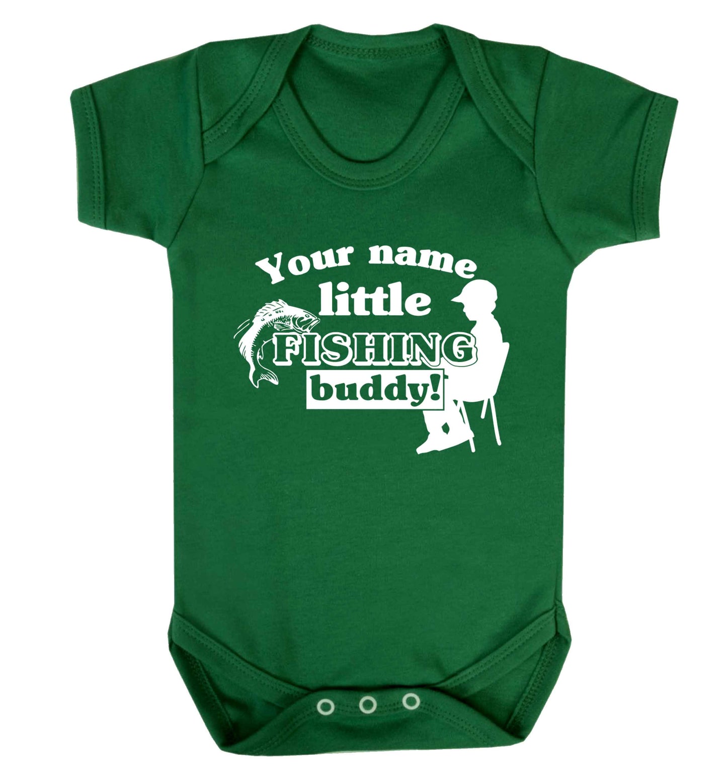 Personalised little fishing buddy Baby Vest green 18-24 months