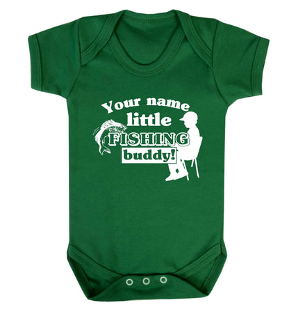 Personalised little fishing buddy Baby Vest green 18-24 months