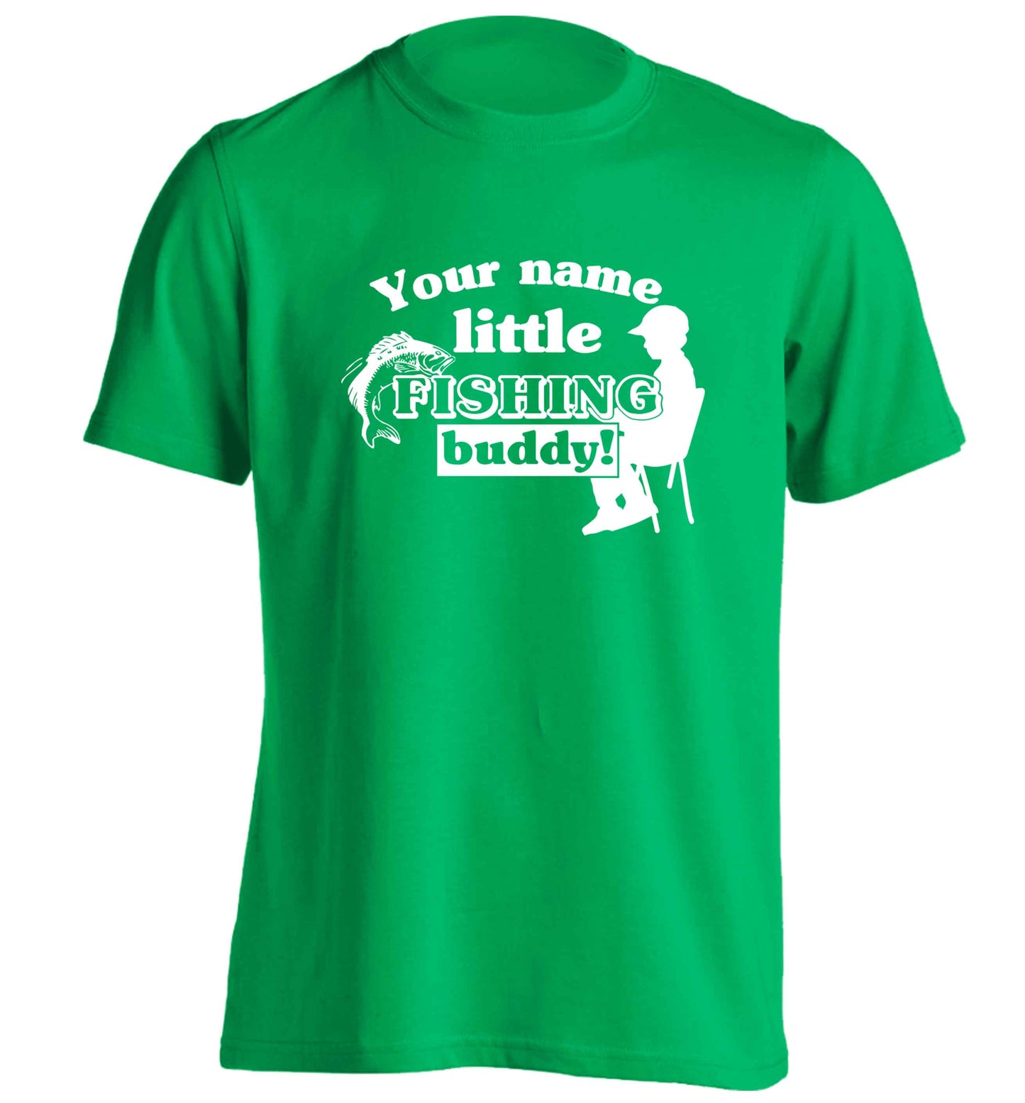 Personalised little fishing buddy adults unisex green Tshirt 2XL