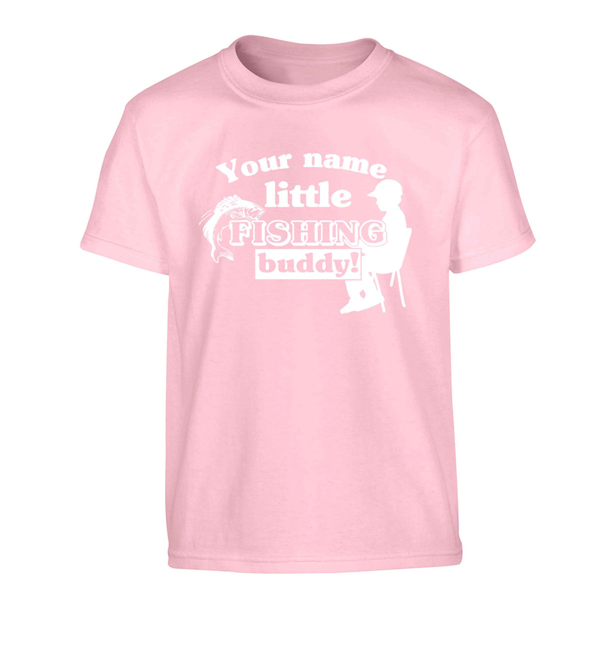 Personalised little fishing buddy Children's light pink Tshirt 12-13 Years