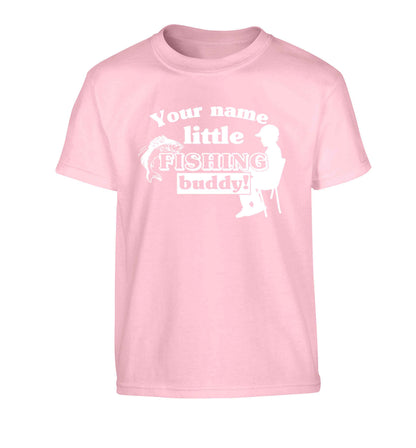 Personalised little fishing buddy Children's light pink Tshirt 12-13 Years
