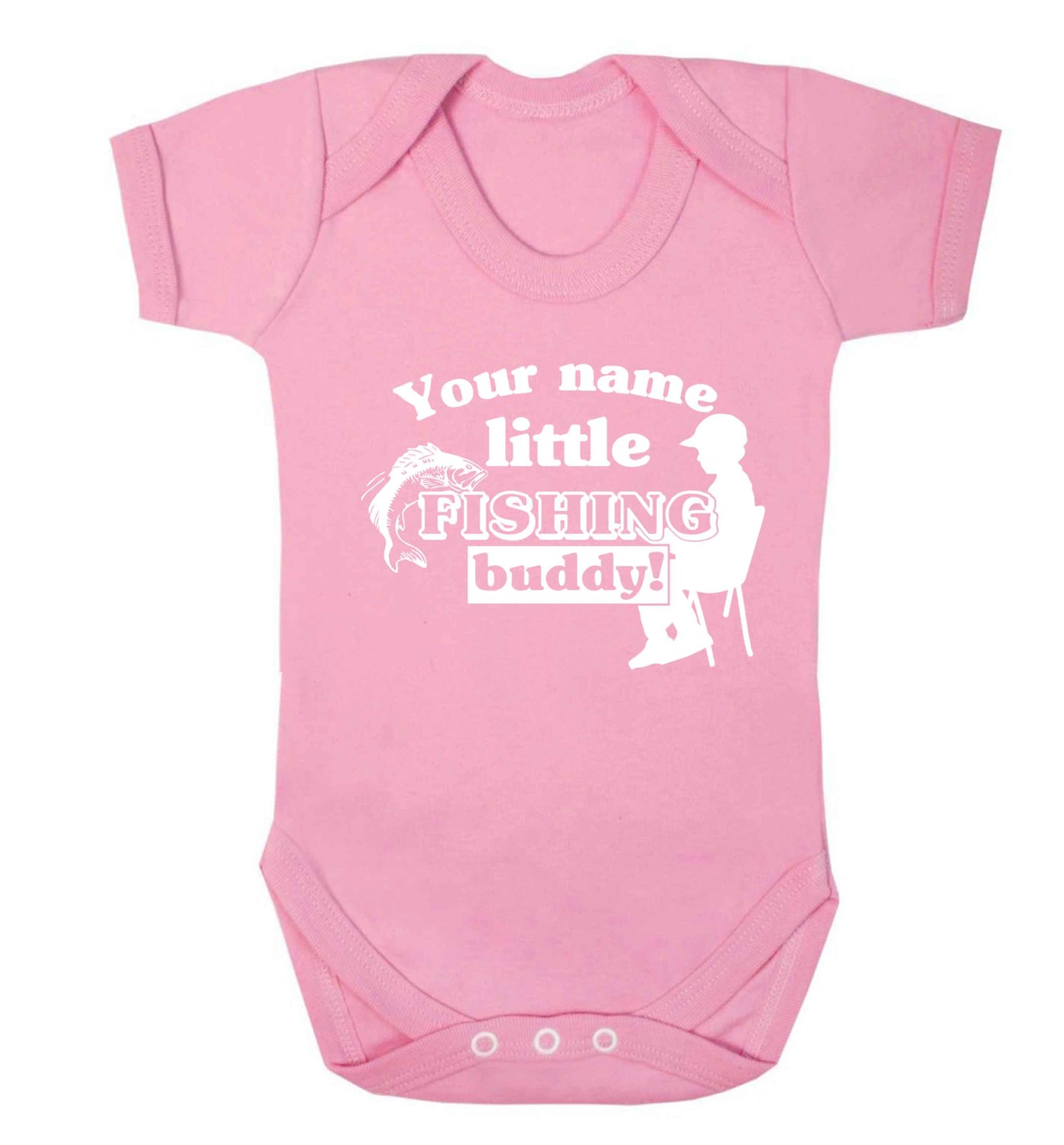 Personalised little fishing buddy Baby Vest pale pink 18-24 months