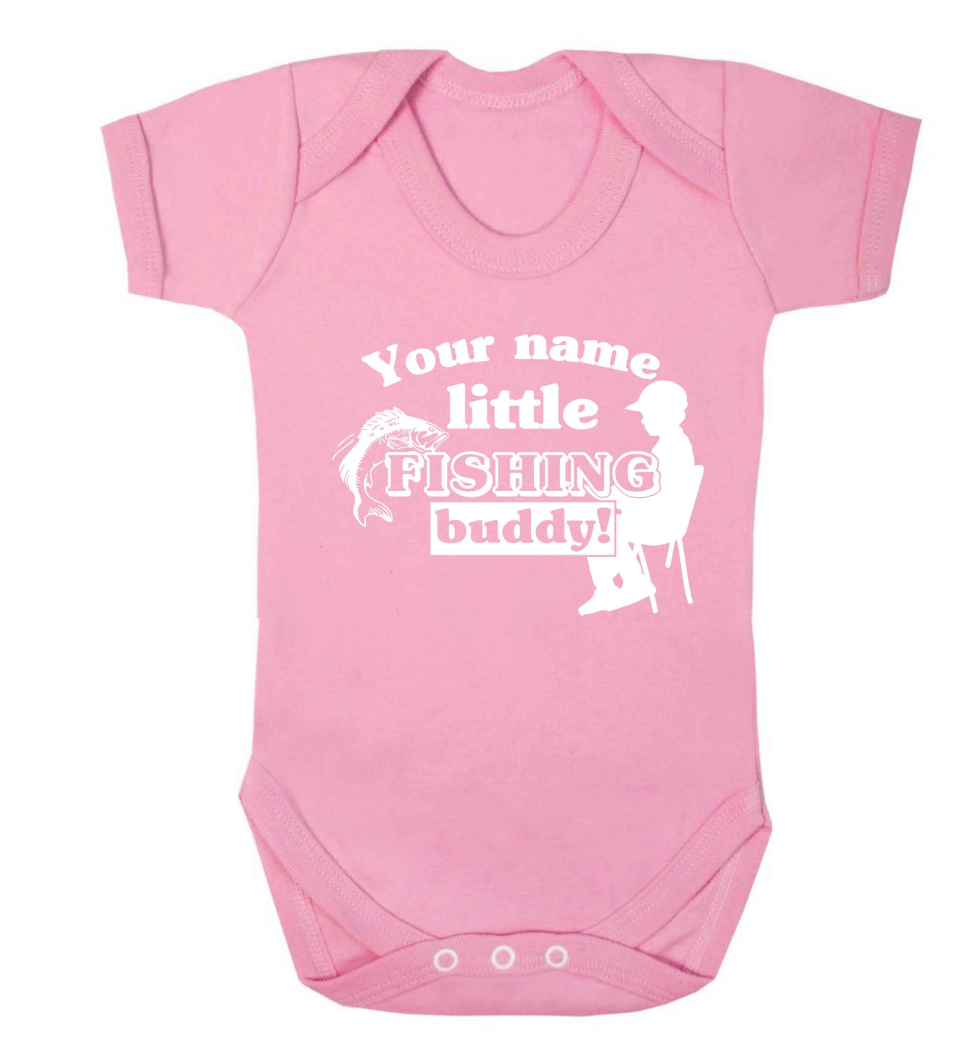 Personalised little fishing buddy Baby Vest pale pink 18-24 months