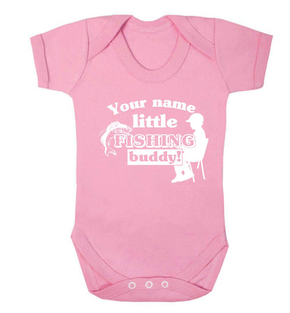 Personalised little fishing buddy Baby Vest pale pink 18-24 months