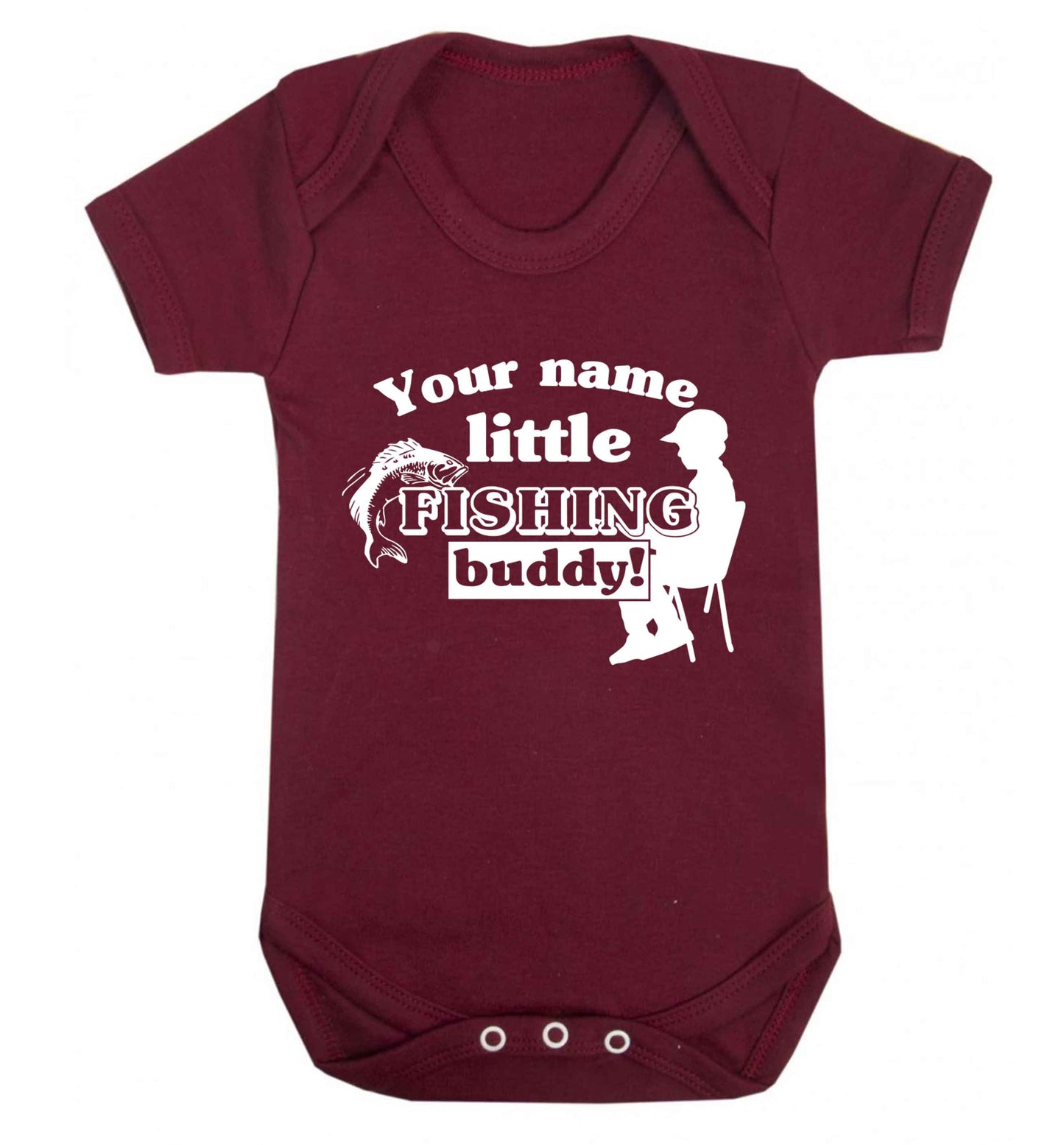 Personalised little fishing buddy Baby Vest maroon 18-24 months