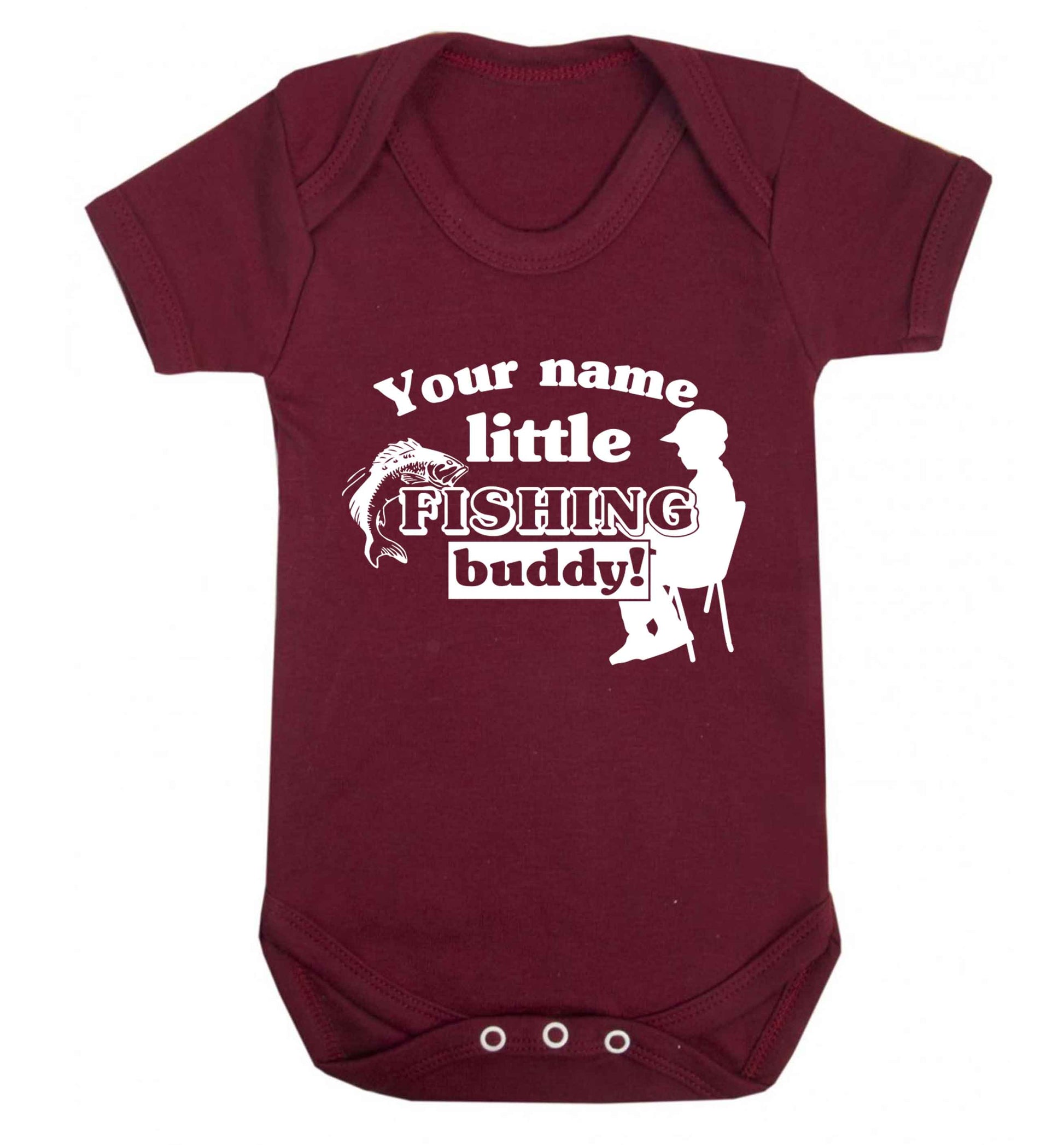 Personalised little fishing buddy Baby Vest maroon 18-24 months