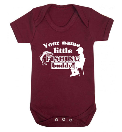 Personalised little fishing buddy Baby Vest maroon 18-24 months
