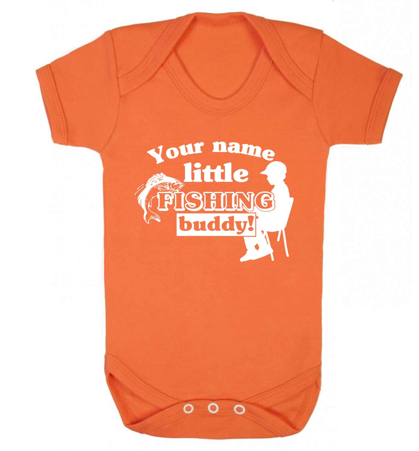 Personalised little fishing buddy Baby Vest orange 18-24 months