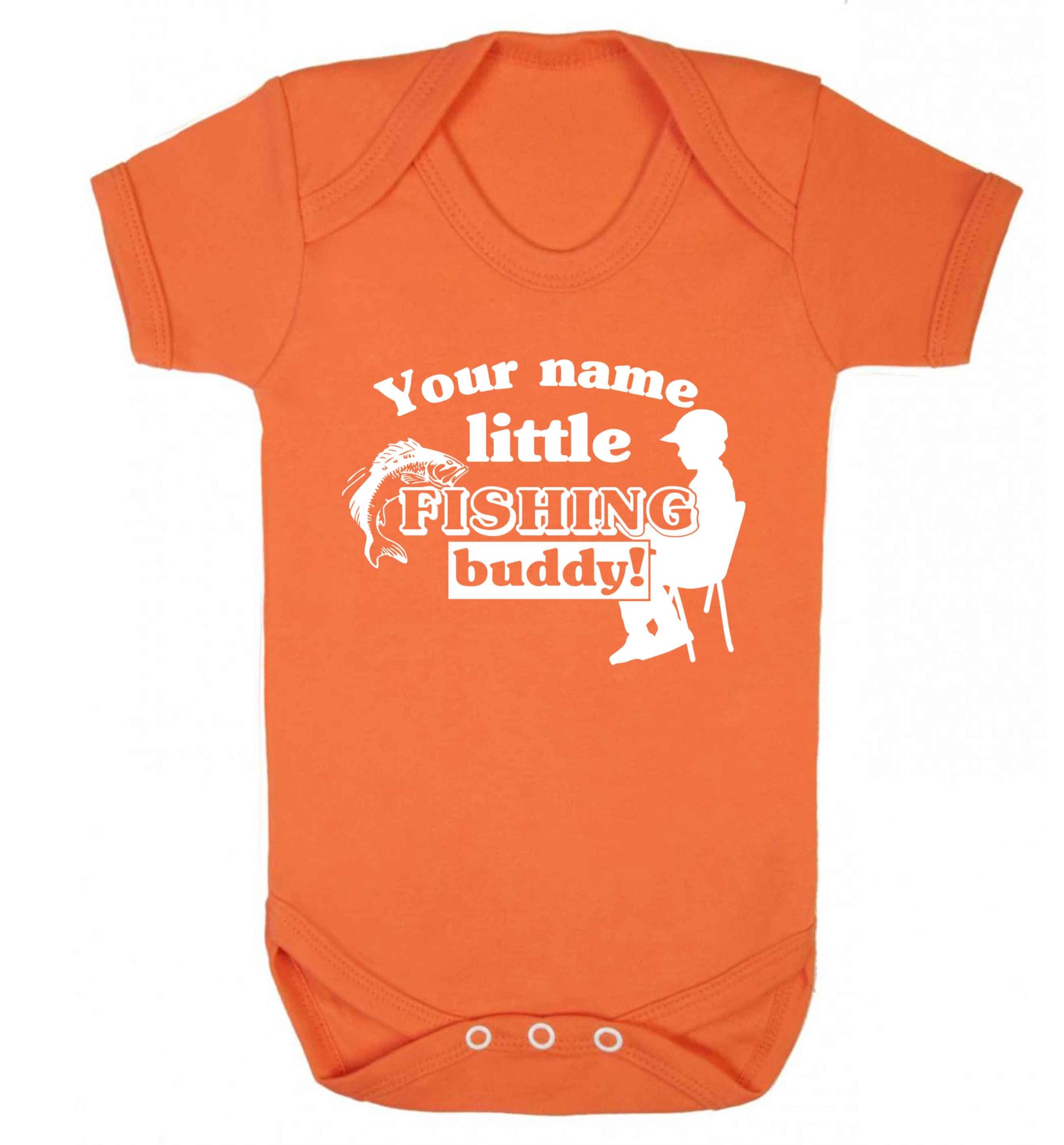 Personalised little fishing buddy Baby Vest orange 18-24 months