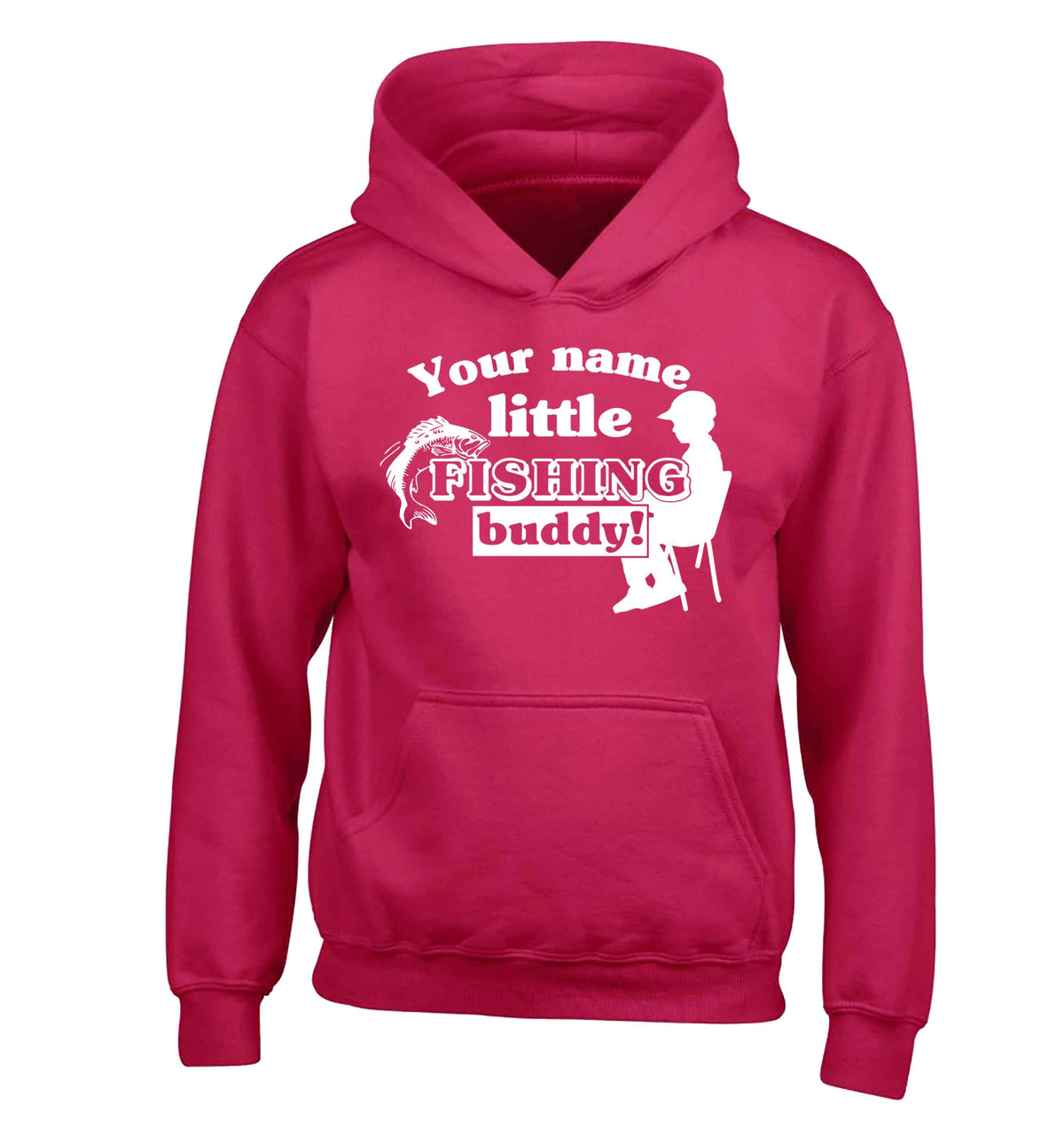 Personalised little fishing buddy children's pink hoodie 12-13 Years