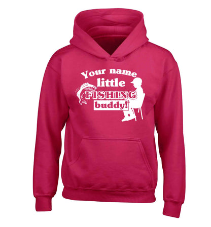 Personalised little fishing buddy children's pink hoodie 12-13 Years